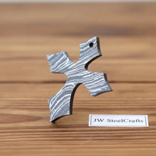 Load image into Gallery viewer, Damascus Gothic Cross Pendant with Flared Pattée Arms