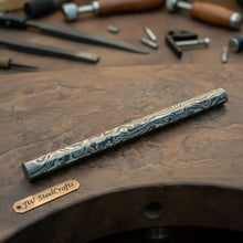Load image into Gallery viewer, Damascus Steel Rod for Ring Making 10 Inch Round Damascus Bar Handmade Pattern Steel