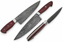Load image into Gallery viewer, Damascus Steel Santoku Japanese Chef Knife Red Micarta Handle DK-0112