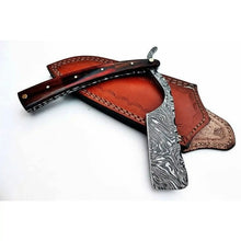 Load image into Gallery viewer, Damascus Steel Straight Barber Razor with Multicolor Wood Handle