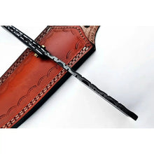 Load image into Gallery viewer, Damascus Steel Straight Barber Razor with Multicolor Wood Handle