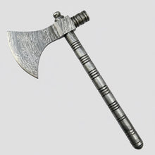 Load image into Gallery viewer, Damascus Steel Tabar Style Hand Axe with Crescent Edge and Spike | JW SteelCrafts