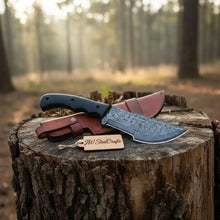 Load image into Gallery viewer, Damascus Steel Tracker Knife with Black Handle – 10 Inch Overall