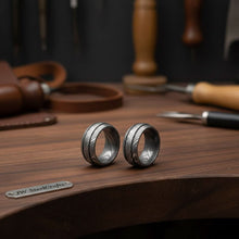 Load image into Gallery viewer, Damascus Steel Wedding Band Set for Couples Twisted Damascus Rings