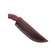 Load image into Gallery viewer, Damascus Trailing Point Skinner Knife with Red Wood Handle – 9 Inch Overall
