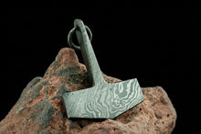 Load image into Gallery viewer, DE-0015 Custom Handmade Damascus steel Viking pendant /Thor Hammer Pendant/Jewellery