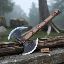 Load image into Gallery viewer, Unique Double-Headed Viking Axe - Handcrafted Decor Piece | Two Styles Available | JW SteelCrafts