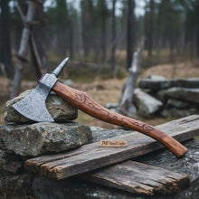 Load image into Gallery viewer, Custom Handmade 20" Damascus steel Best Bearded  Felling Hatchet Axe
