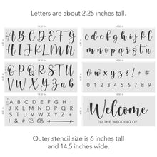 Load image into Gallery viewer, Wedding Stencils Set - Script Numbers, Letters, Symbols
