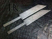 Load image into Gallery viewer, DK-0030 Lot of 2 Custom Handmade Damascus Steel Seax knife Blank Blades/ Knife making
