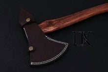 Load image into Gallery viewer, Double-Bit Damascus Axe Head with Rear Spike Variant