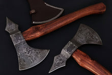 Load image into Gallery viewer, Double-Bit Damascus Axe Head with Rear Spike Variant