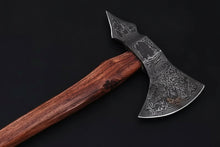 Load image into Gallery viewer, Double-Bit Damascus Axe Head with Rear Spike Variant