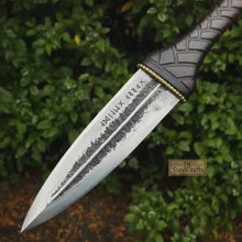 Load image into Gallery viewer, Double Edge Spear Point Medieval Dagger Fixed Blade 10–12 Inch Steel Knife with Guard Sheath