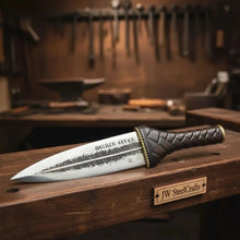 Load image into Gallery viewer, Double Edge Spear Point Medieval Dagger Fixed Blade 10–12 Inch Steel Knife with Guard Sheath