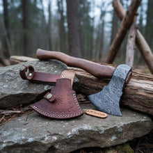 Load image into Gallery viewer, Damascus Steel Bearded Bushcraft Axe for Camping and Woodcraft