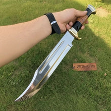 Load image into Gallery viewer, Dundee Clip Point Bowie Knife – Handmade 17 Inch Frontier Blade, Damascus or High Polish Steel | JW SteelCrafts