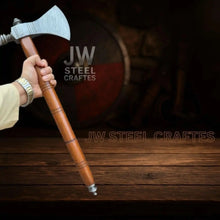 Load image into Gallery viewer, Damascus Pipe Tomahawk Hand Forged Viking Axe