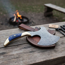 Load image into Gallery viewer, Damascus Steel Bushcraft Axe with Hardwood Handle &amp; Leather Sheath