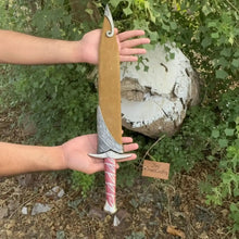 Load image into Gallery viewer, Handmade Fantasy Short Sword with Reddish Wood Grip and Wooden Sheath