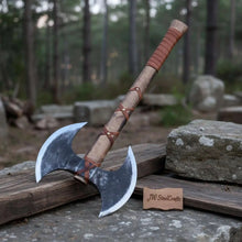 Load image into Gallery viewer, Unique Double-Headed Viking Axe - Handcrafted Decor Piece | Two Styles Available | JW SteelCrafts