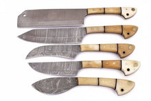 Load image into Gallery viewer, EST Custom Handmade Damascus Steel Beautiful 5Pcs. Kitch DK-0011
