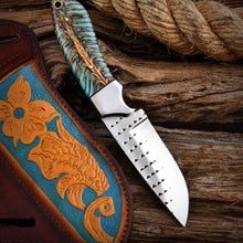 Load image into Gallery viewer, Cowboy Hunting Knife Rasp Steel Pinecone Handle