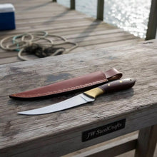Load image into Gallery viewer, Handmade Full Tang Fillet Knife, 11 inch, Curved Blade, Rosewood Handle