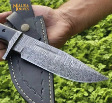 Load image into Gallery viewer, Fire Pattern Damascus Hunting Knife G10 Handle