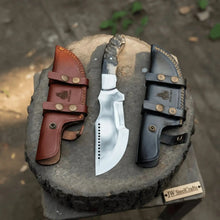 Load image into Gallery viewer, Handmade Carbon Steel Tracker Knife – Ram Horn or Wendi Wood Handle | Heavy Duty Hunting &amp; Camping Knife | JW SteelCrafts