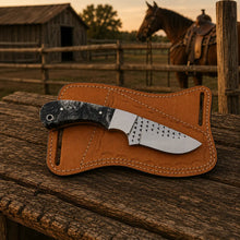 Load image into Gallery viewer, Flintmark Rasp Steel Skinner Knife – Resin Handle &amp; Leather Sheath