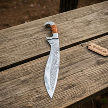 Load image into Gallery viewer, Frontier Bowie Knife Hand Engraved D2 Steel Blade Trailing Point Custom Handmade by JW SteelCrafts