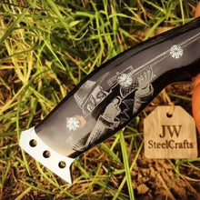 Load image into Gallery viewer, Frontier Persian Clip Point Bowie Knife Engraved D2 Steel Fixed Blade
