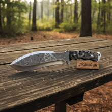 Load image into Gallery viewer, Frontier Bowie Knife, Persian Clip Point, Hand Engraved D2 Steel, Custom Handmade Blade, JW SteelCrafts