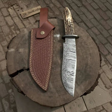 Load image into Gallery viewer, Timberhorn Bowie Blade  Handmade 8" Clip Point Hunting Blade with Stag Handle &amp; Leather Sheath