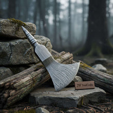 Load image into Gallery viewer, Damascus Crescent Camp Axe Head with Deep Sweep Edge