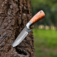 Load image into Gallery viewer, Cowboy Hunting Knife Rasp D2 Steel Turquoise Handle