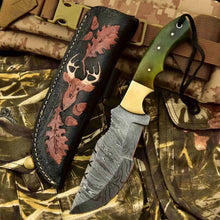 Load image into Gallery viewer, Damascus Steel Tracker Knife – Multiple Handle Colors | JW SteelCrafts