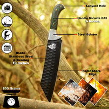 Load image into Gallery viewer, Green Micarta Handle Forged Machete – Full Tang Stainless Steel Outdoor Knife