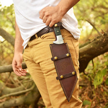 Load image into Gallery viewer, Green Micarta Handle Forged Machete – Full Tang Stainless Steel Outdoor Knife