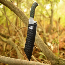 Load image into Gallery viewer, Green Micarta Handle Forged Machete – Full Tang Stainless Steel Outdoor Knife