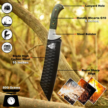 Load image into Gallery viewer, Green Micarta Handle Forged Machete – Full Tang Stainless Steel Outdoor Knife