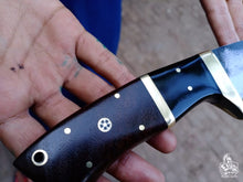 Load image into Gallery viewer, Gut hook knife with wood and brass handle.