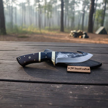 Load image into Gallery viewer, Gut hook knife with wood and brass handle.