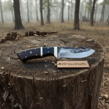 Load image into Gallery viewer, Gut hook knife with wood and brass handle.