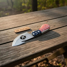 Load image into Gallery viewer, Damascus Gut Hook Skinner Knife with American Flag Handle