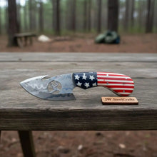 Load image into Gallery viewer, Damascus Gut Hook Skinner Knife with American Flag Handle