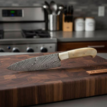Load image into Gallery viewer, Gyuto Knife, Handmade Damascus Steel Blade, White Bone Handle with Steel Bolster, Full Tang Japanese Chef Knife, JW SteelCrafts