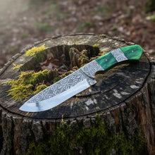 Load image into Gallery viewer, Hand Engraved D2 Hunting Knife | Camel Bone Handle
