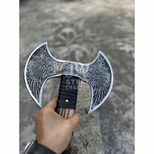 Load image into Gallery viewer, Hand-Engraved Double-Headed Nordic Inspired Decorative Axe